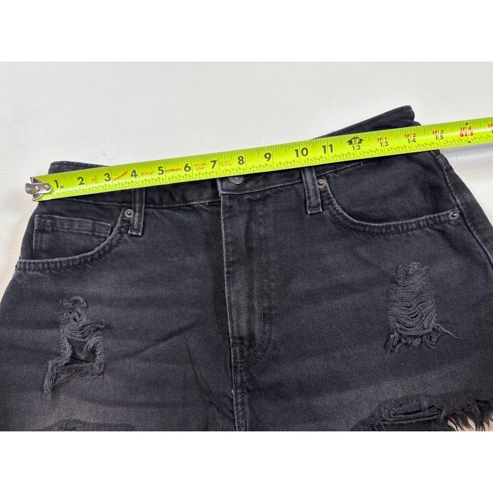 Forever 21 Premium Black Distressed Denim High-Waist Frayed Wmn Short 27 (BB306) - Picture 5 of 7